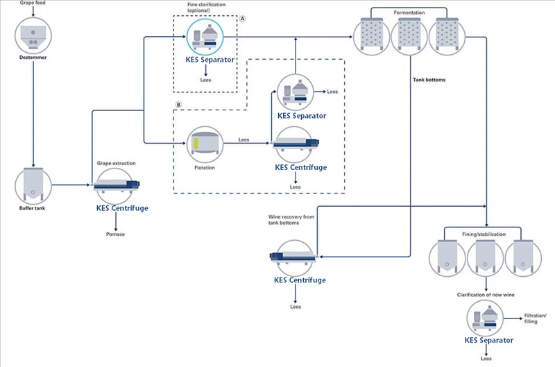 Flowchart of wine separation and processing